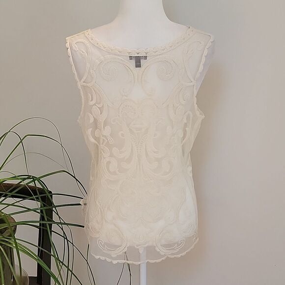 Express ivory lace tank top med - Picture 4 of 11